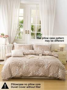 3pcs Piece Leaf Flower Pattern Duvet Cover Is Made Of Ultra Soft And Breathable High-Quality Ultra-Fine Fiber Fabric, Suitable For All Seasons, Machine Washable, Not Easy To Fade, Not Pilling, Anti Shrink, Wrinkle Resistant
