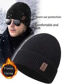 1pc Men's Winter Fleece Hat, Knitted Hat Resistant To -30°C, Thick Warm Knitted Hat, Mountaineering Cap, Windproof Cycling Warm Hat, Winter Warm Gift Autumn Outfits - Multicolor - View 2