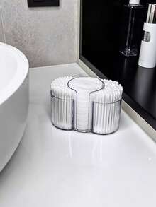 Qtip Holder Dispenser, 3-Compartment Swab Holder, Bathroom Storage Jar, Makeup Pad Organizer For Bathroom Vanity Top Storage - Multicolor - View 3