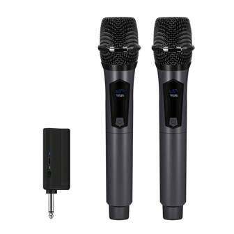 无线卡拉 OK 麦克风，带可充电接收器，适用于卡拉 OK、派对、DJ、婚礼卡拉 OK 机、扩音系统、扬声器（黑色）
