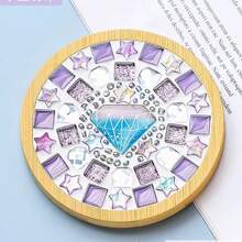 DIY Mosaik Fliesen für Basteleien, gemischte Farben Mosaik Sets mit Holz Untersetzer, handgemachte Glas Untersetzer Bastelsatz für Erwachsene, kreative handgemachte Heim Dekoration Geschenke. Beinhaltet runde & quadratische Bambus/Holz Tabletts, DIY Bastel-Materialien geeignet für Partys, Feiertage, Weihnachten