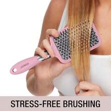 Velvet Touch Paddle Cushion Hair Brush - Detangling Hairbrush - Curly Or Straight Styles - Men Or Women - Detangler - Features Soft Touch Handle - Blush Pink,11757298 - Màu Hồng  Dưa hấu - Xem 7