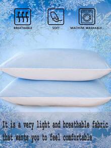 2 件纯色涤纶纹理凉爽枕套（2 件枕套，不含枕芯），创意有趣，涤纶纤维舒适透气，适合夏季，适用于卧室、家居装饰