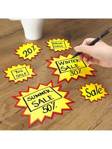 50pcs Starburst Signs Price Tags,Yellow Bargain Price Tags,Mini Product Price Tag,For Retail & Garage/Yard Supplies - Price Tags & Poster Board Decorations