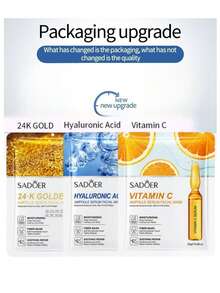 SADOER 5 片装胶原蛋白肽保湿面膜，保湿水疗面膜，含透明质酸、维生素 C、洋甘菊、芦荟 - 黑與白 - 查看 2