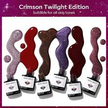 Cat Eye Gel Nail Polish Set, 6 Colors 9D Glassy Cat Eye Glitter Gel Polish Black Red Purple Blue Silver Brown Nail Polish All Seasons With Magnet Soak Off Led DIY Salon Gift-842643 - A-2深紅暮光 - 查看 5