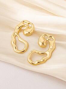 1 Pair Exaggerated Hollow Design Women's Earrings, European And American Style - White Gold Geometric Earrings - View 24