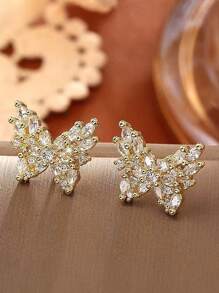 1Pair Sparkling Crystal Bow Knot Stud Earrings For Women Ear Dainty Wedding Valentines Day Xmas Gift - Diamond Bow - View 13