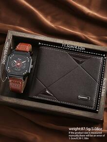 2 件/套时尚商务休闲男士高品质石英表套装 + 钱包或手链，是日常、节日、感恩节、返校、圣诞节、万圣节、生日的完美礼物 - 彩色 - 查看 10