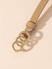 1/3件装女士时尚搭扣黑色、白色和棕色休闲腰带，四季皆宜 - 1.4三圈扣小帶 - 查看 7