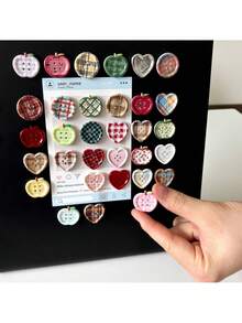 1 Set Of 5pcs/10pcs Retro Plaid Pattern Magnetic Decorative Fridge Magnets, Y2K Millennium Style Magnetic Stickers For Perforated Board Photo Wall - Multicolor - View 9