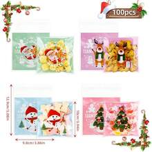 PCS Halloween Treat Ziplock Bags(4x4 Inch) Self-Sealing Candy Cookie Goodie Goody Small Wrap Bags Halloween Party Favors Supplies Decorations Spider Web Bat Pumpkin Pouches Table Decor - 100個聖誕袋 - 查看 3