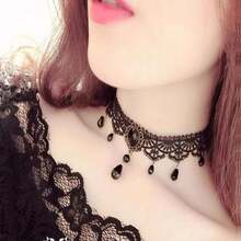 Halloween Elegant Sexy Women Lady Retro Gothic Punk Style Necklace Black Lace Neck Chain Collar Statement Choker Victorian Steampunk Jewelry Party Wedding Princess,5 Pieces/Set - 1 - 查看 6