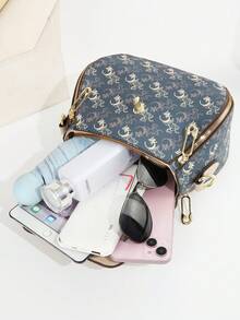 Nouveau sac à main à la mode avec imprimé lettres pour femmes, sac fourre-tout professionnel pour le trajet - Bleu azur - Voir 3