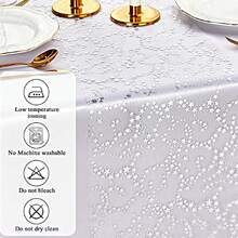 3pcs Silver Star Tablecloth 16ft (Approx. 500cm), Silver Dining Table Decor Center Piece, Suitable For Wedding, Birthday Party, Banquet, Daily Use, DIY, Christmas, Festivals - Multicolor - View 5