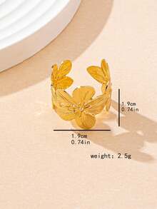 1pc Fashionable Vintage Floral Patchwork Open Ring, Suitable For Women's Daily Wear