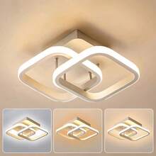 Modern LED Ceiling Light, Square Modern LED Ceiling Light Fixture, 6500K Cool White Light Acrylic Hallway Light Fixture Ceiling Lamp For Hallway Kitchen Study Bedroom Living Room - White - View 3