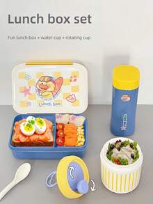 1 Set Leak-Proof Bento Box Set, Includes Cutlery Set, Portable Lunch Box, Lunch Bag, Bento Box With Utensils, Water Bottle, Breakfast Blender Cup, Reusable, Outdoor Dining, Kids Tableware, Food Container, Suitable For Office, Picnic, School, Kitchen - Multicolor - View 8