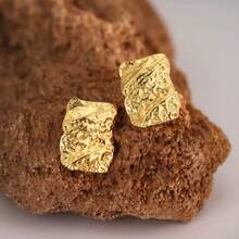 1 par de pendientes asimétricos cuadrados minimalistas de acero inoxidable plegables, adecuados para el uso diario o fiestas de las mujeres, un gran regalo para ella - HQ6013 - Ver 14