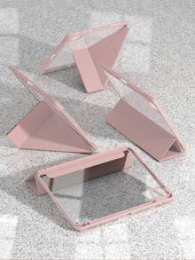 纯色Y型折叠式保护套，兼容iPad 11（A16 2025），多角度支架，笔槽，亚克力后盖，防弯折，磁吸式自动休眠/唤醒功能，适用于iPad第十代（2022），包含镜头保护膜，也适用于iPad Air 4/Air 5/Air 11（M2）/Air 11（M3）2025、iPad第七/八/九代（10.2英寸）以及iPad Pro 11（2018、2020、2021、2022），PU皮革材质，粉色 - 粉色 - 查看 3