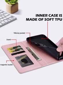 Solid Colour Printed PU Leather Mobile Phone Wallet With Bi-Fold Edges, Card Slots And Card Holder With Lanyard Features A Garden Floral Design For Total Protection Suitable For A Wide Range Of Branded Mobile Phone Models Waterproof Shockproof Anti-Fall Scratch Resistant