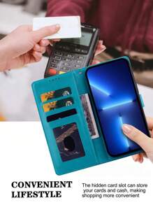 GLANDOTU Solid-Colour PU Leather Mobile Phone Case Magnetic Mobile Phone Case With Flip Wallet Slot, Protective Case Heart-Shaped Love Pattern Suitable For Multiple Mobile Phone Brands And Models