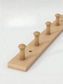 1pc Wooden Wall Mounted Clothes Hook, No Drilling Required