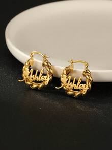 Customized Name 18mm Mini Earrings |, Customized Name 18mm Mini Earrings | Personalized Name Customized 22mm Small Earrings | Delicate Customized Stud Earrings | Customized Engraved Name Earrings - Letter Earrings - View 10