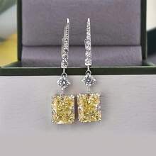 1 Piece Elegant French-Style Yellow Synthetic Gemstone Pendant Earrings Nickel-Free Copper Polished Lightweight Jewelry Accessory For Women Teens Fashion Lovers Daily Wear Party Mother's Day 2026 Unique Heartfelt Sentimental Surprise Gift For Mom Grandma - 黃色 - 查看 5