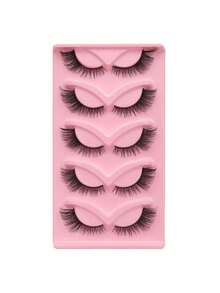 5 Pairs Of Long Cat Eye False Eyelashes - Holiday Gift, Creating Charming Makeup With Slim, Elongated, And Thick Dramatic False Eyelashes - Reusable Strip-Shaped Eyelashes, Mother's Day Gift