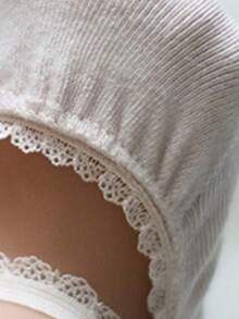 1 Pack Thin Lace Boat Socks For Kids, Invisible Socks For Princess, Suitable For Daily Use, Spring/Summer - Beige - View 4