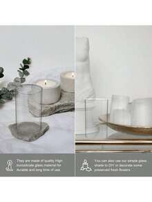 1/6/10/16PCS Clear Glass Floating Candle Holder, Ultra Thin Column Borosilicate Glass Candle Holder, Heat Resistant Tall Vase, Romantic Candlelight Dinner Mugs - Valentine's Day, Wedding, Holiday Party Atmosphere Decoration, Table Centerpiece Candle (Candle Can Be Purchased Separately) - Multicolor - View 11