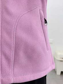 1件装 女士户外徒步登山330克加厚防风抓绒外套，冬季滑雪 - 紫丁香色 - 查看 5