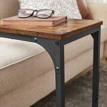 VASAGLE Mesa Auxiliar, Mesa de Sofá en Forma de C, Bandeja de TV, Marco de Metal, Salón, Dormitorio, Marrón Rústico y Negro MLET350B01 - Amarillo Almendra + Blanco Nube - Ver 11