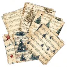 12 张复古圣诞乐谱剪贴簿纸 - DIY 工艺材料纸，用于剪贴簿、卡片制作、垃圾日记本和剪纸、装饰纸圣诞卡片纸 - 彩色 - 查看 3