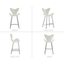 WAHSON OFFICE CHAIRS Modern Bar Stools Set Of 2 Chenille Kitchen Counter Stools With Metal Legs, Upholstered Bar Chairs For Kitchen Island/Dining Room - Beige - View 5