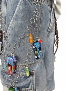 1条多色双层赛车链，随机车色，Y2K风格配饰，适合街头摄影、旅行、日常佩戴，秋季、万圣节、秋冬季配饰，适合青少年、青年、男士，休闲、户外、运动、度假、毕业礼物、生日礼物、日常佩戴 - 彩色 - 查看 3