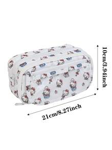 Sanrio 1个装Hello Kitty印花铅笔盒小学生大容量文具袋可爱多层小猫铅笔盒儿童透明文具收纳盒 - 彩色 - 查看 5