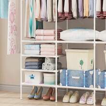 Space-Saving Wardrobe Stand With 10 Shelves And 4 Clothes Rails, Heavy-Duty Metal Wardrobe Organizer, Easy To Assemble And Multifunctional For The Bedroom - trắng - Xem 5