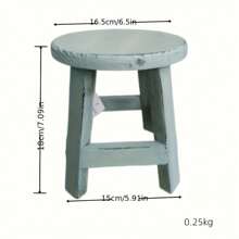 Vintage Style Wooden Flower Stool - Oval Stool With Worn Surface, White, Blue, Green, Perfect For Garden, Balcony Or Interior Decoration, Garden Stool | Vintage Decor | Durable Wooden Stools, Flower Stands