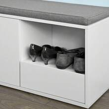 SoBuy FSR37-W, Hallway Shoe Cabinet Shoe Rack, Shoe Storage Bench With Removable Seat Cushion - 白色 - 查看 8