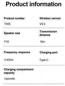 TWS True Wireless In-Ear Music Headphones, Sports Mini Earbuds, TWS HIFI Dolby Bass 9D Stereo High-Definition Calling Headphones, Compatible With Android Phones, Gaming Headset, Smart Earphones