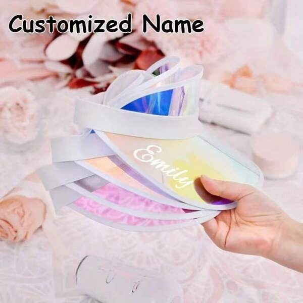1pc Personalized Name Customized Color Transparent PVC Empty Top Hat Fashion Brand Sun Hat Women Summer Travel Sun Protection Sun Hat