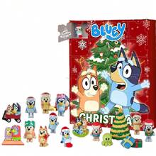 1 set Caja de regalo de Bluey con calendario de adviento de 24 días, figura de juguete de anime, regalo familiar. Adorno de escritorio de Bingo, caja ciega. Regalo perfecto para familia y amigos, Día de San Valentín, Año Nuevo, regalo de Pascua