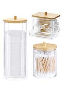 3M 1 pezzo/3 pezzi Organizer portatrucchi, porta cotton fioc per il bagno, dispenser rotondo per dischetti/filo interdentale, per ordinare e conservare, per vacanze in spiaggia, raccolta bagno, raccolta camera da letto, grande capacità