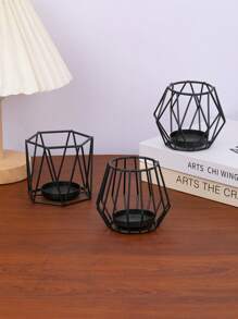 1Pc/1Set Minimalism Creative Wrought Iron Candle Holder, Modern Style Candle Holder, For Home Decoration, Home Tabletop Decoration, Candlelight Center Decoration, Wedding Decoration, Romantic Valentine's Day Dinner Candle Holder