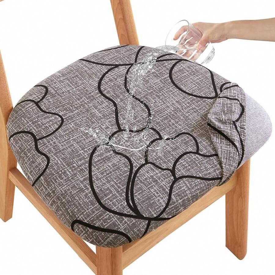 Stretch Non-Slip Soft Washable Dining Chair Covers Set Of 4, Yellow Cushion Slipcovers Kitchen And Dining Room Chairs - 05 - View 1