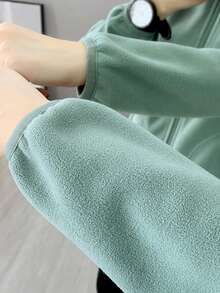 1件装 女士户外徒步登山330克加厚防风抓绒外套，冬季滑雪 - 綠色 - 查看 5