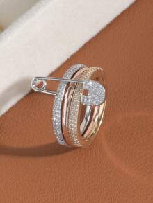 1pc 18K Gold Plated Copper 3-Layer Stackable Tri-Color Ring, Charming & Quality Jewelry Suitable For Daily Wear, Shopping, Dating, Gift For Women - Ring - View 22