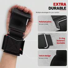 1 par de ganchos de levantamiento de pesas con muñequeras, correas de muñeca para barra de gimnasio, guantes de fitness para levantamiento de pesas, correas de potencia antideslizantes de alta calidad